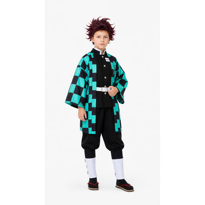 Tanjiro Cosplay Costume, Anime Plaid Cloak for Halloween Costume Capes detail