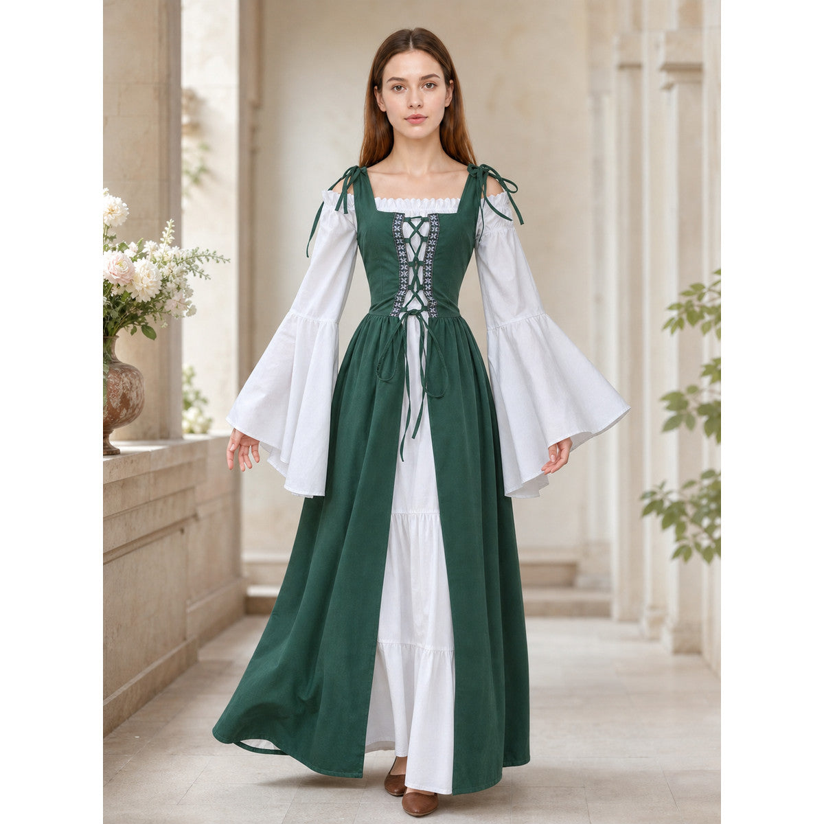 Renaissance-Style Dress with Corset Lacing