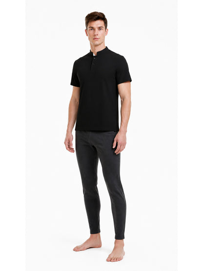 Black Short-Sleeve T-Shirt with Stand Collar product detail