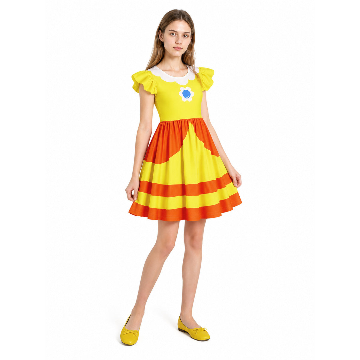 Children's Dress with Floral Print and Ruffles Costume Dresses detail