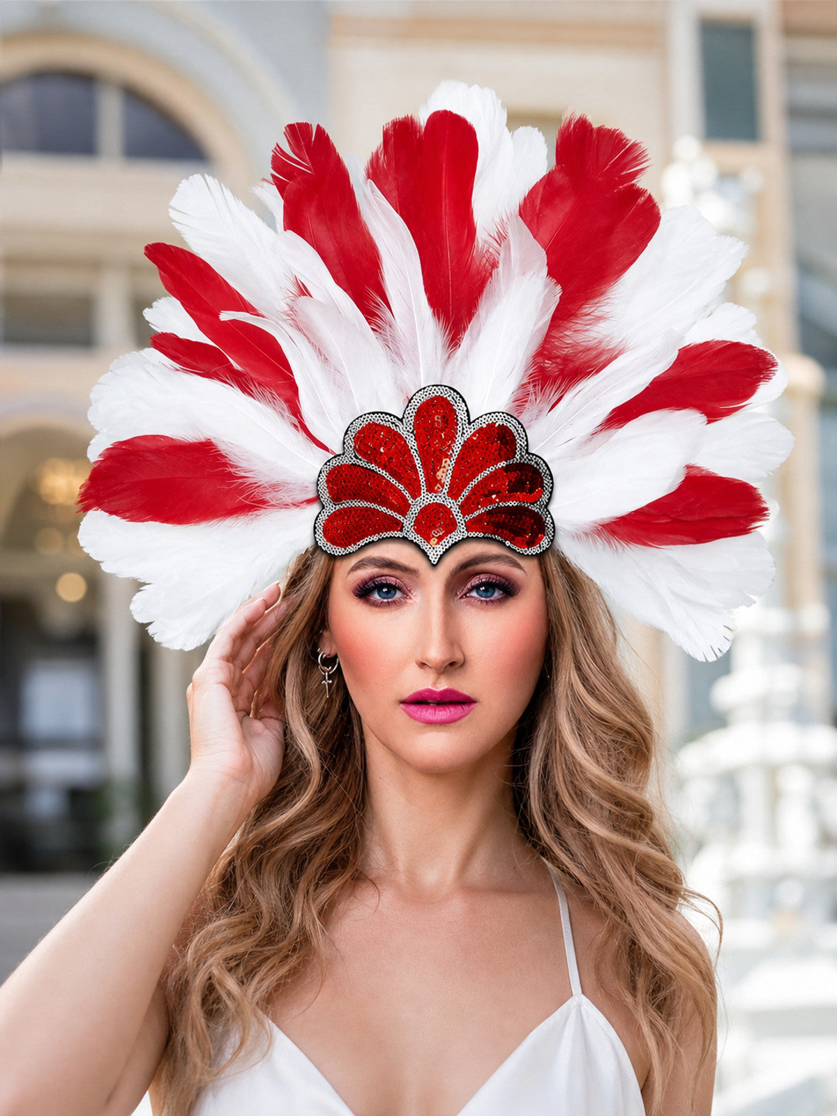 Carnival Headpiece with Red Sequins
