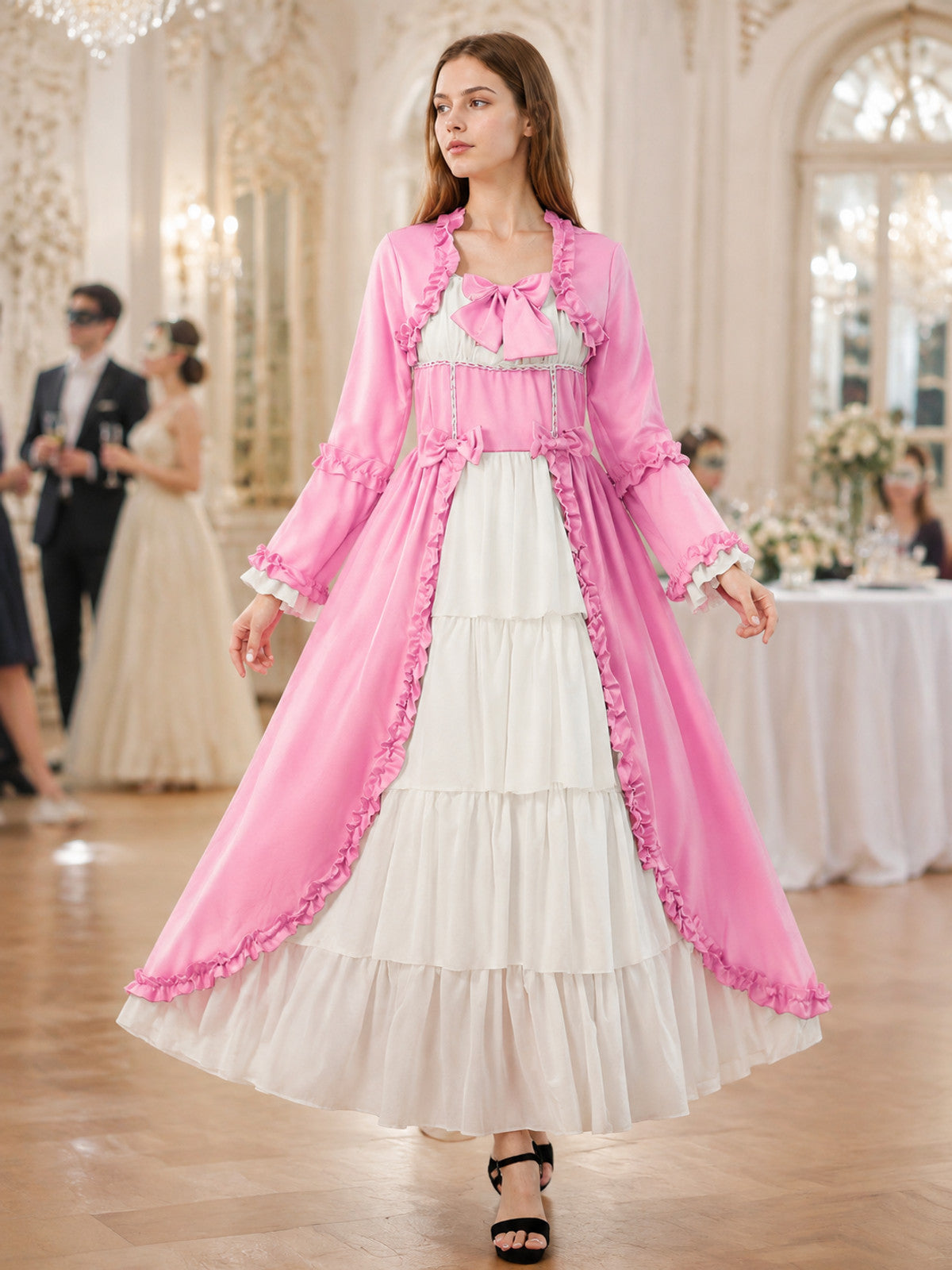 Medieval Dress with Bow and Tiered Skirt lifestyle view