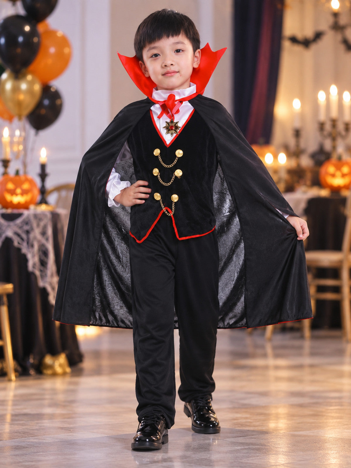 Kids' Vampire Costume with Cape and Medallion