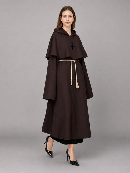 Dark Brown Hooded Carnival Cloak