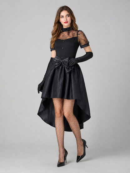 Black masquerade costume designed as a magical outfit with expressive details.