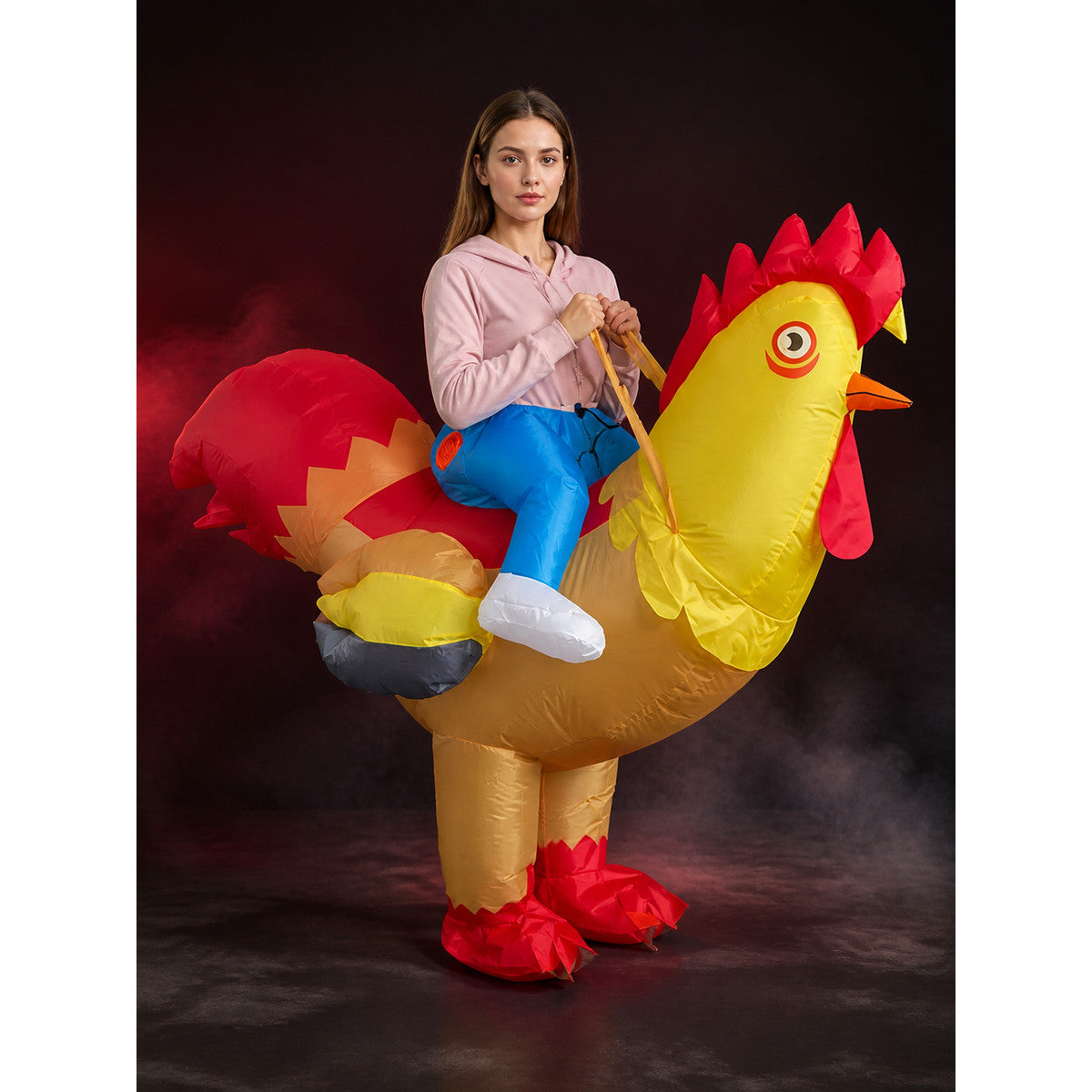 Colorful Rooster Inflatable Costume, Chicken Blow Up Suit, Halloween Animal main product view