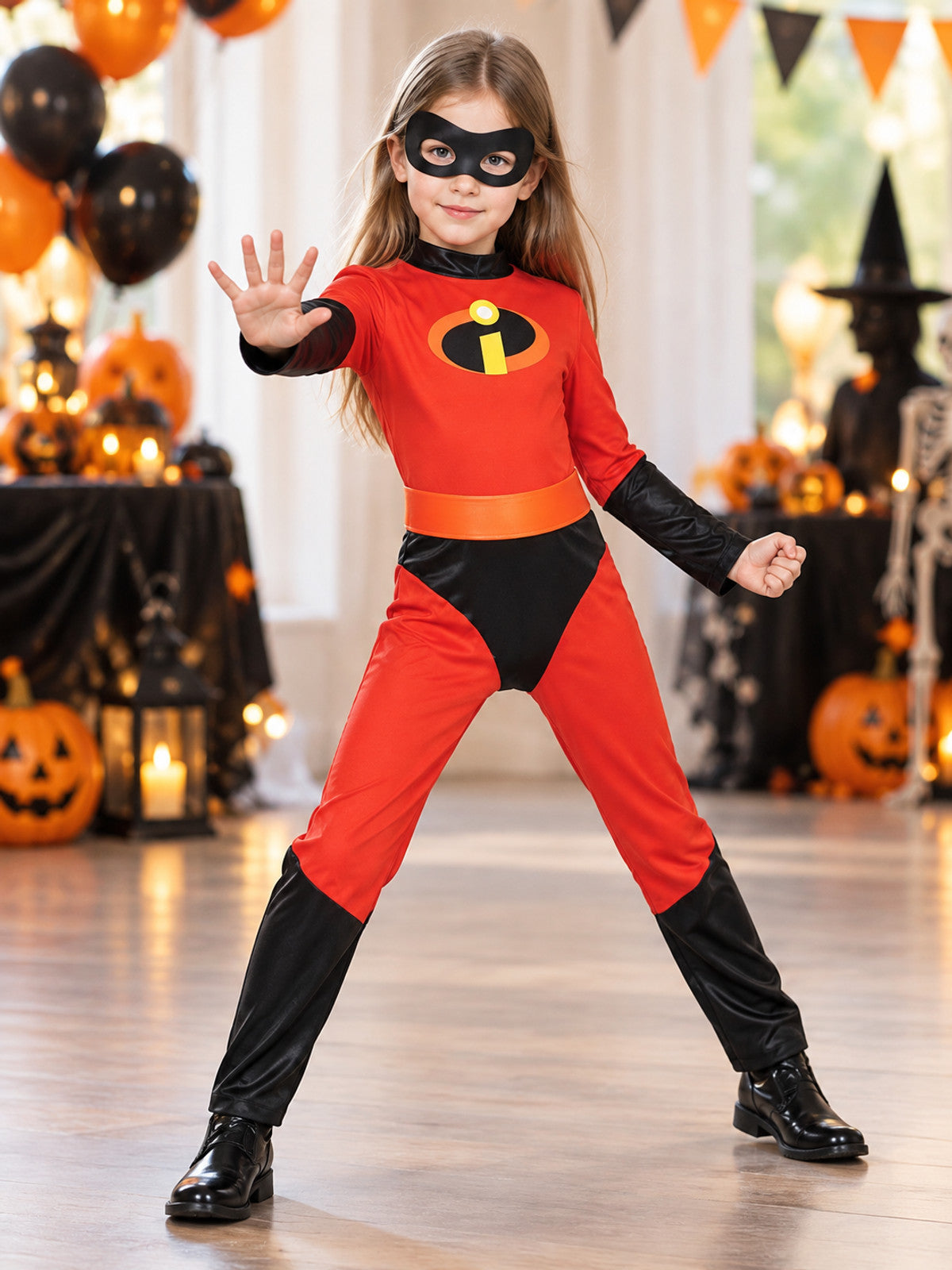 Kids' Superhero Costume Red with Mask and Belt
