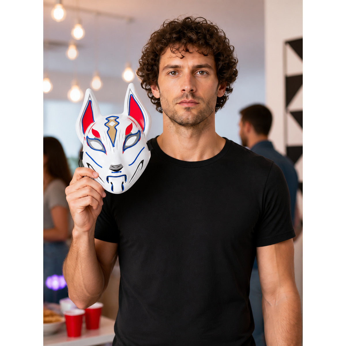 Glowing Fox Carnival Mask for Halloween and Cosplay lifestyle view