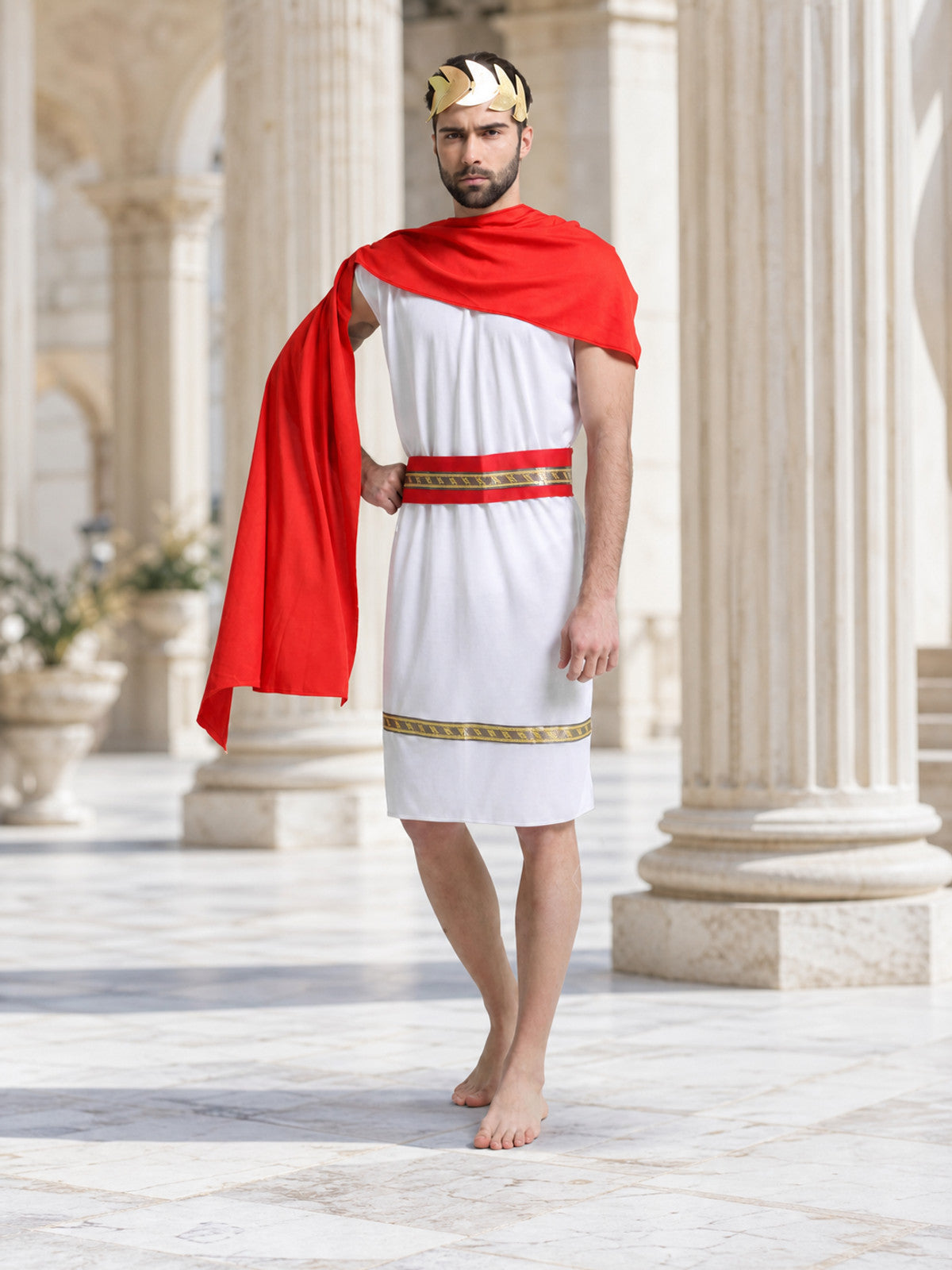 Roman Costume with Tunic, Cape, and Wreath