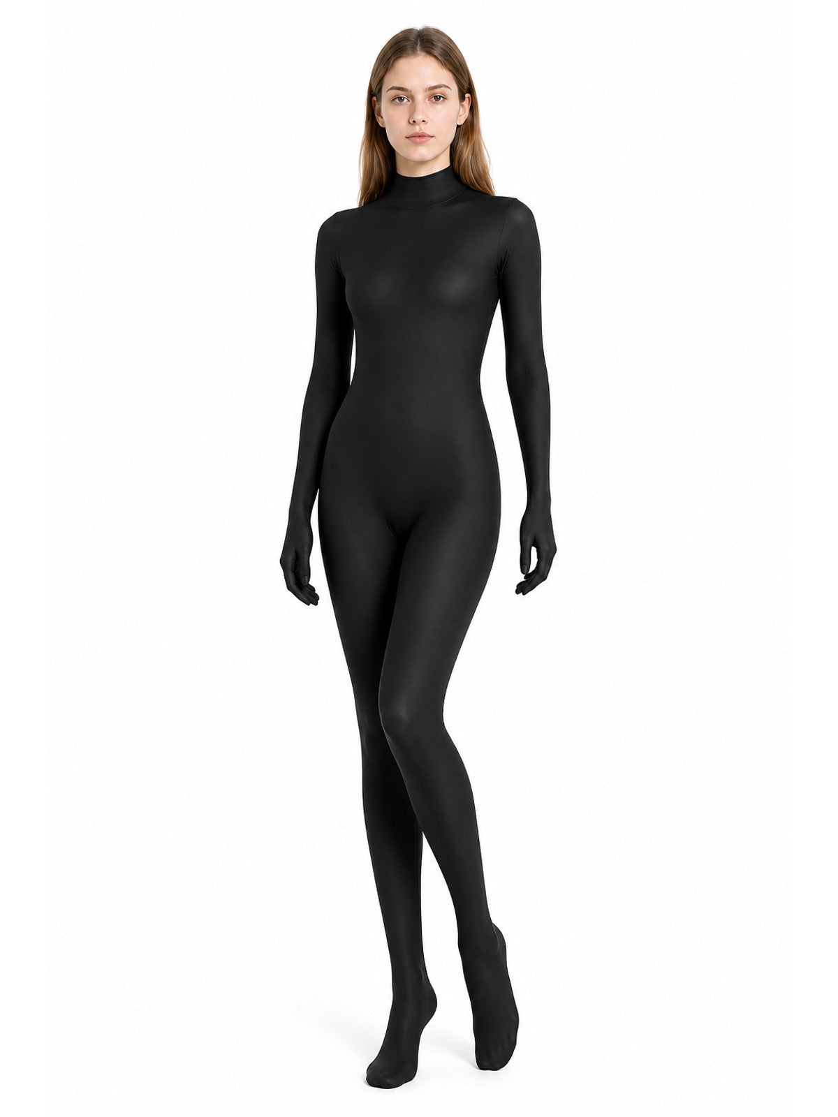 Black Skin-Tight Hooded Jumpsuit for Cosplay