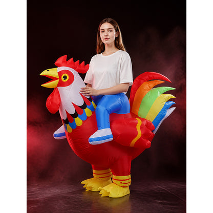 Adult Inflatable Rooster Costume, Colorful Halloween Party Outfit main product view