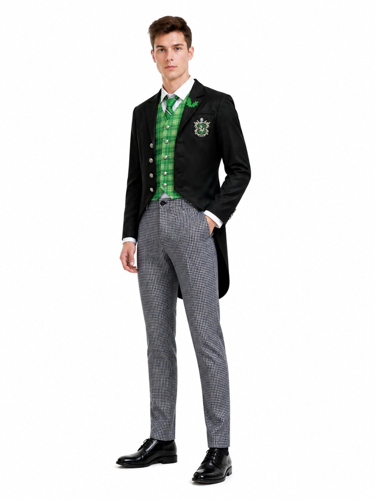 Cosplay Costume, 5-Piece Set, Green Plaid
