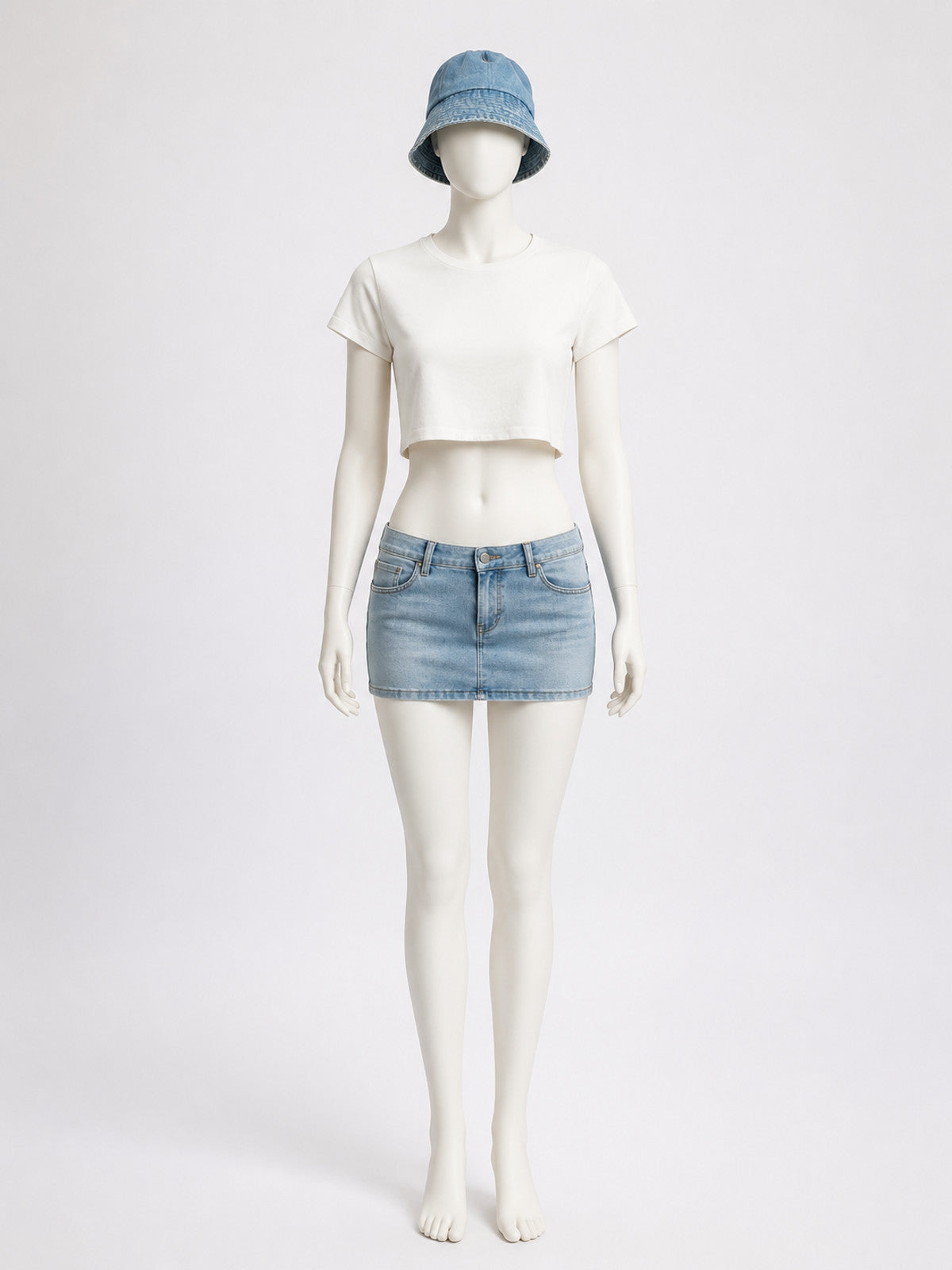 Clothing Set: Bucket Hat, Cropped Top, and Skirt