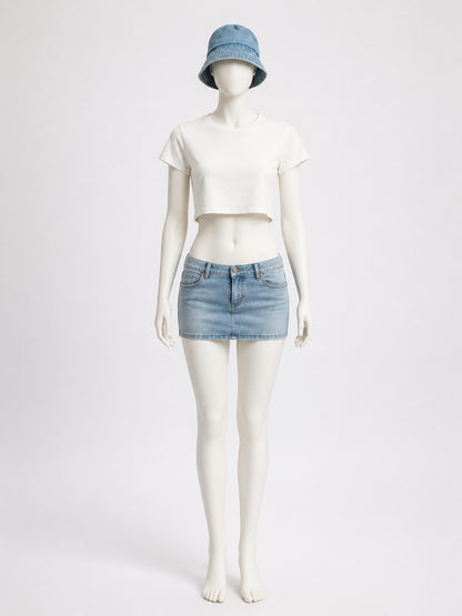 Clothing Set: Bucket Hat, Cropped Top, and Skirt