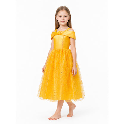 Yellow Sequin-and-Rose Fluffy Carnival Dress Costume Dresses detail