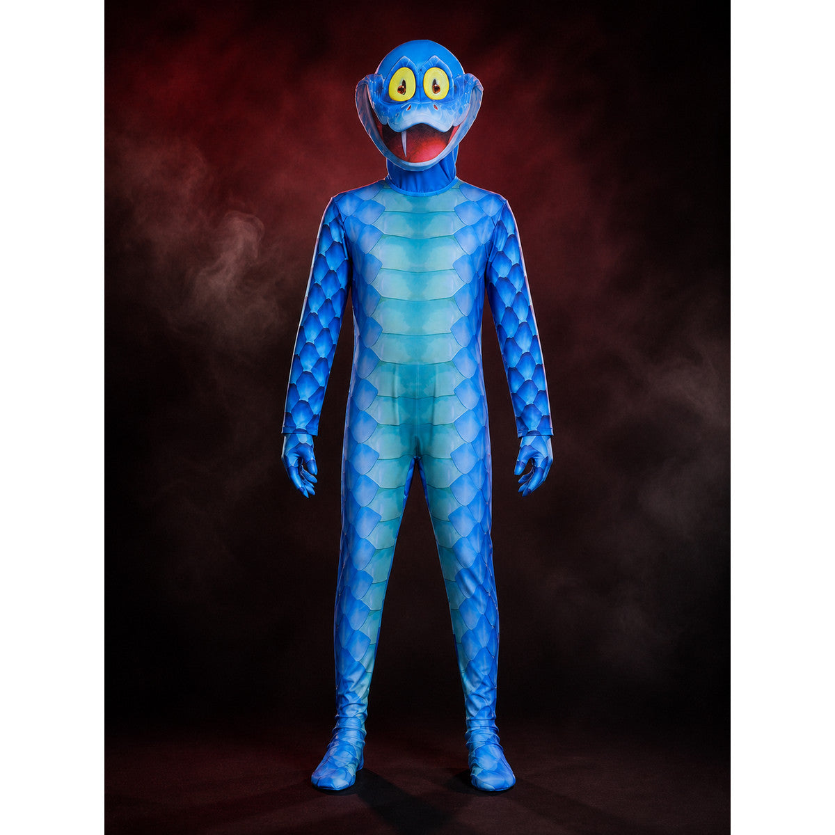 Kids' Gary Snake Costume, Blue Scaly Animal Jumpsuit with Headpiece & Gloves main product view
