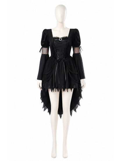 Black Gothic Witch Halloween Dress with Full Skirt