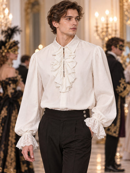 White shirt with a jabot and lace cuffs