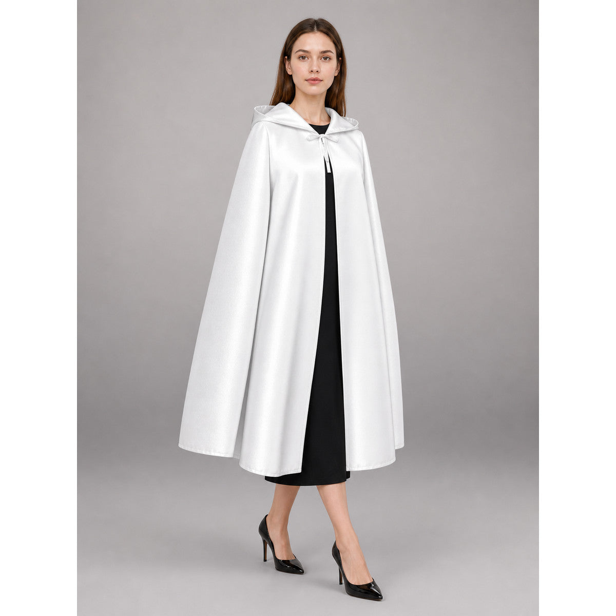 Long White Carnival Cloak with Hood