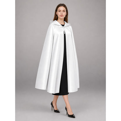 Long White Carnival Cloak with Hood