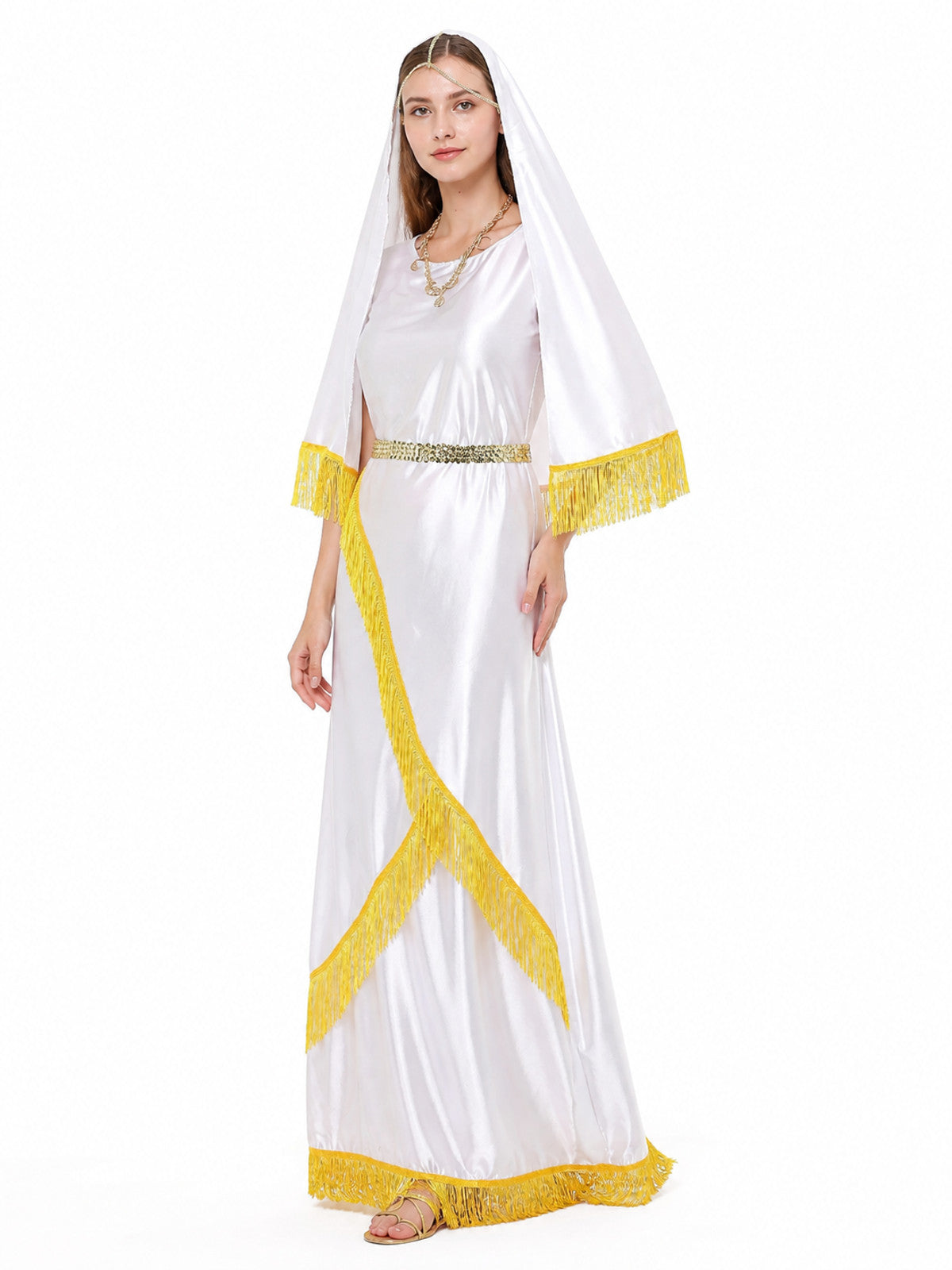 Ceremonial Robe with White Veil and Gold Fringe product detail