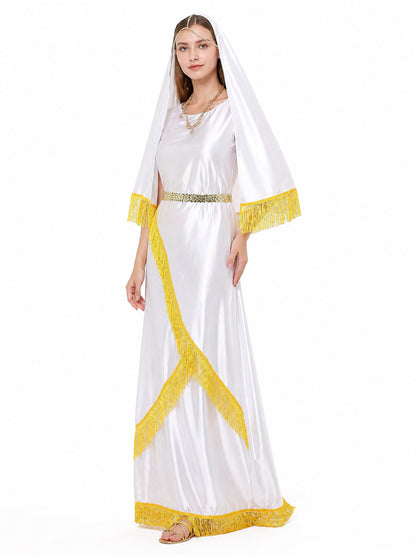 Ceremonial Robe with White Veil and Gold Fringe product detail