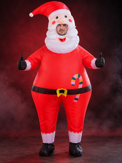 Inflatable Santa Claus Carnival Costume with Beard and Hat