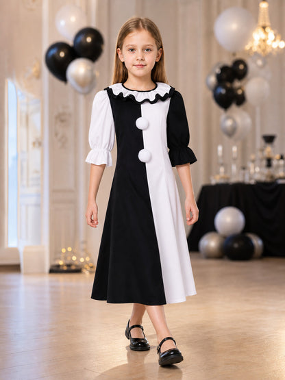 Women's Black-and-White Pom-Pom Cosplay Costume lifestyle view