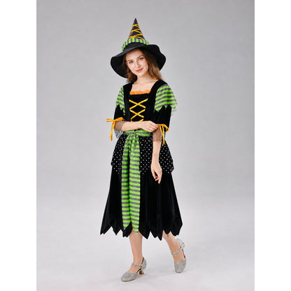 Witch-Style Costume Dress with Pointed Hat