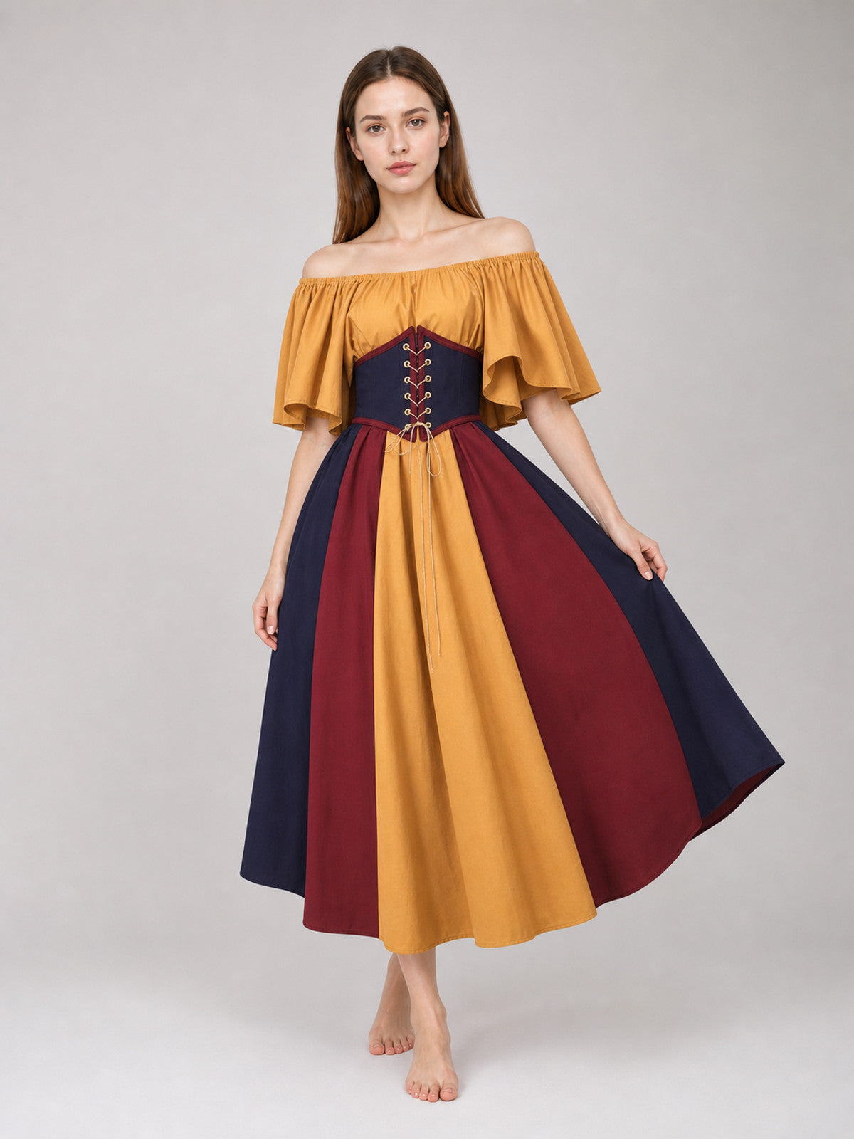 Medieval Dress with Corset Lacing and Sleeves