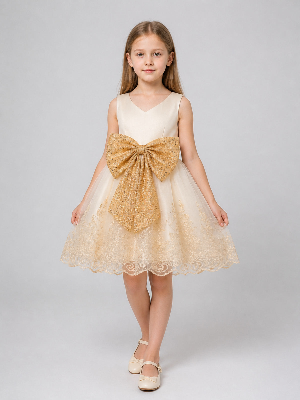 Girls' Party Tutu Dress with Gold Bow Costume Dresses detail