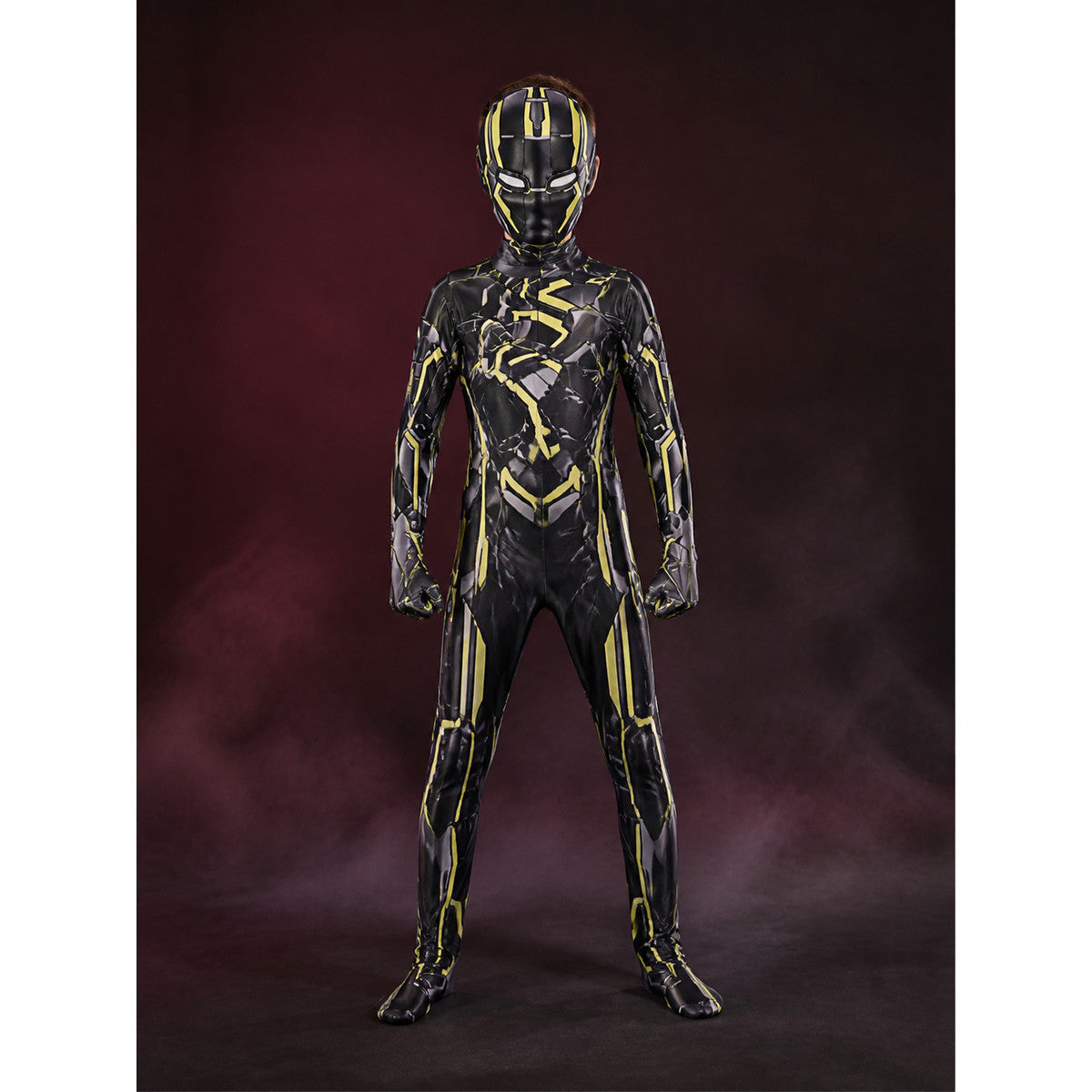 Kids' Black Iron Man Light-Up Full-Body Jumpsuit Costume main product view