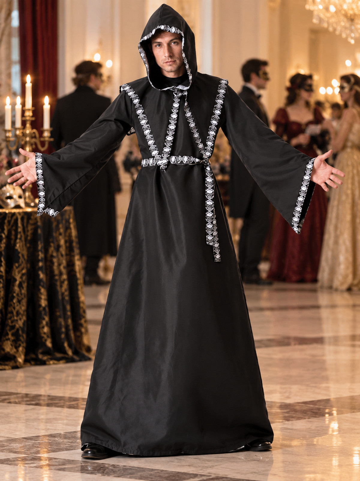 Vampire-Style Hooded Costume with Belt