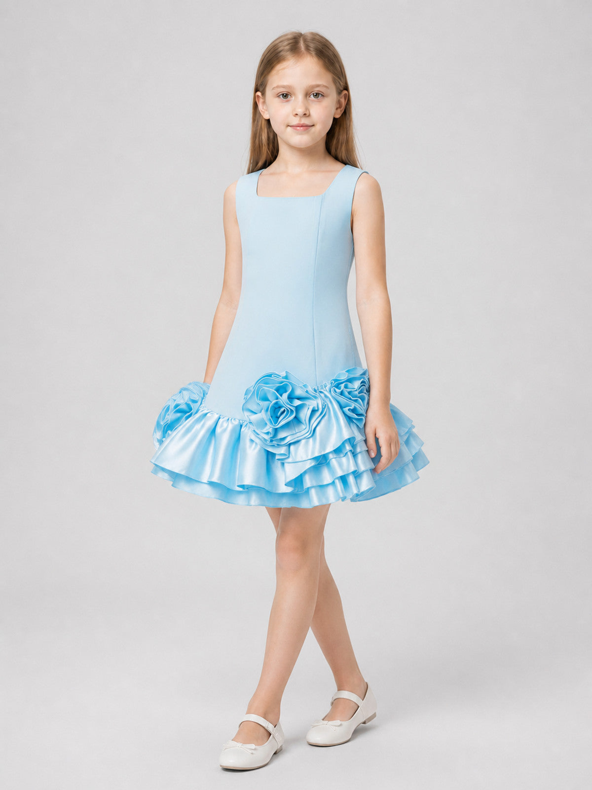 Satin Tutu Dress with Oversized Rose for Special Occasions Costume Dresses detail