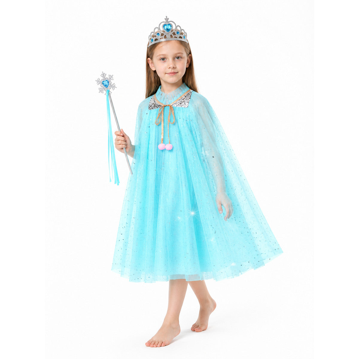 Kids' Sequin Cape with Crown for Halloween Costume Capes detail