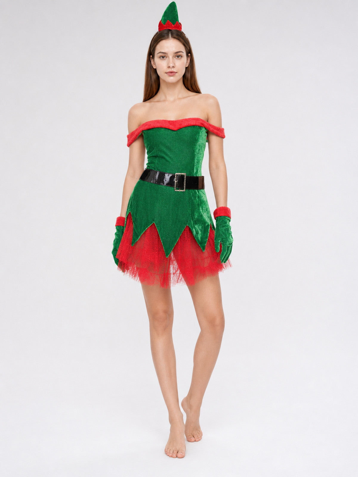 New Year's elf costume with green hat