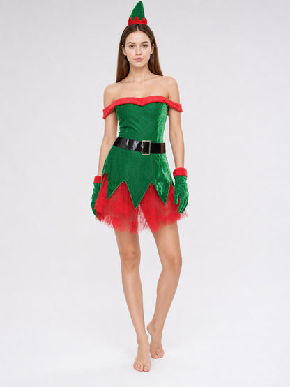 New Year's elf costume with green hat