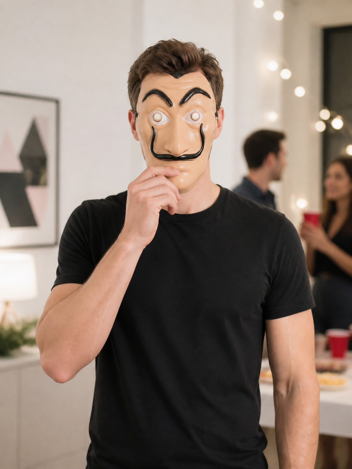 Cosplay Mask with Black Mustache and Eyebrows