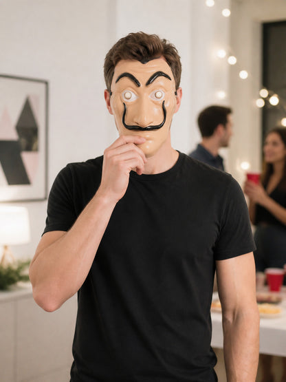 Cosplay Mask with Black Mustache and Eyebrows
