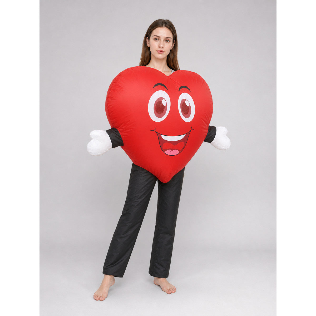 Inflatable Smiley Heart Decoration on-model front view