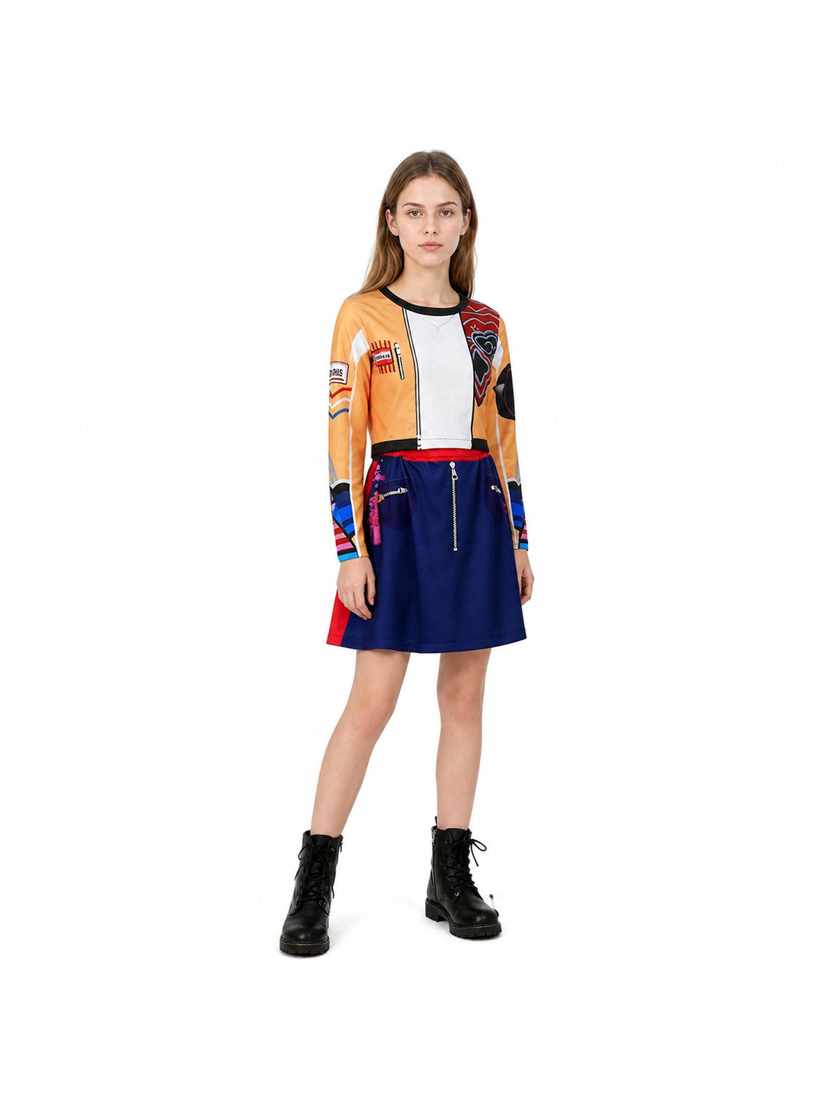 Children's Short Cosplay Dress with Print