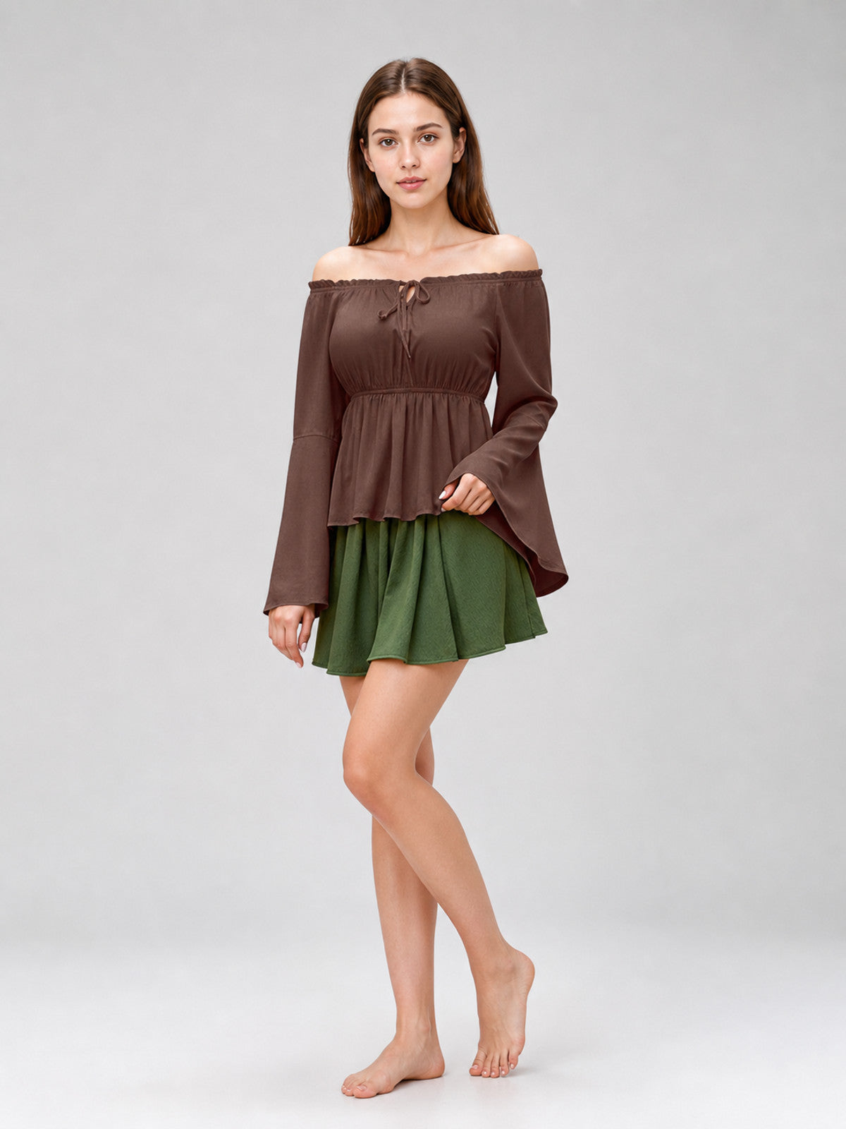 Off-the-Shoulder Top with Flared Sleeves
