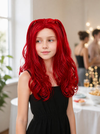 Red Carnival Wig for Halloween and Cosplay lifestyle view