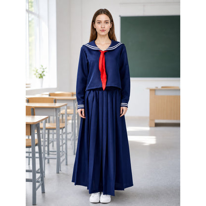 Sailor-style costume with a long pleated skirt lifestyle view