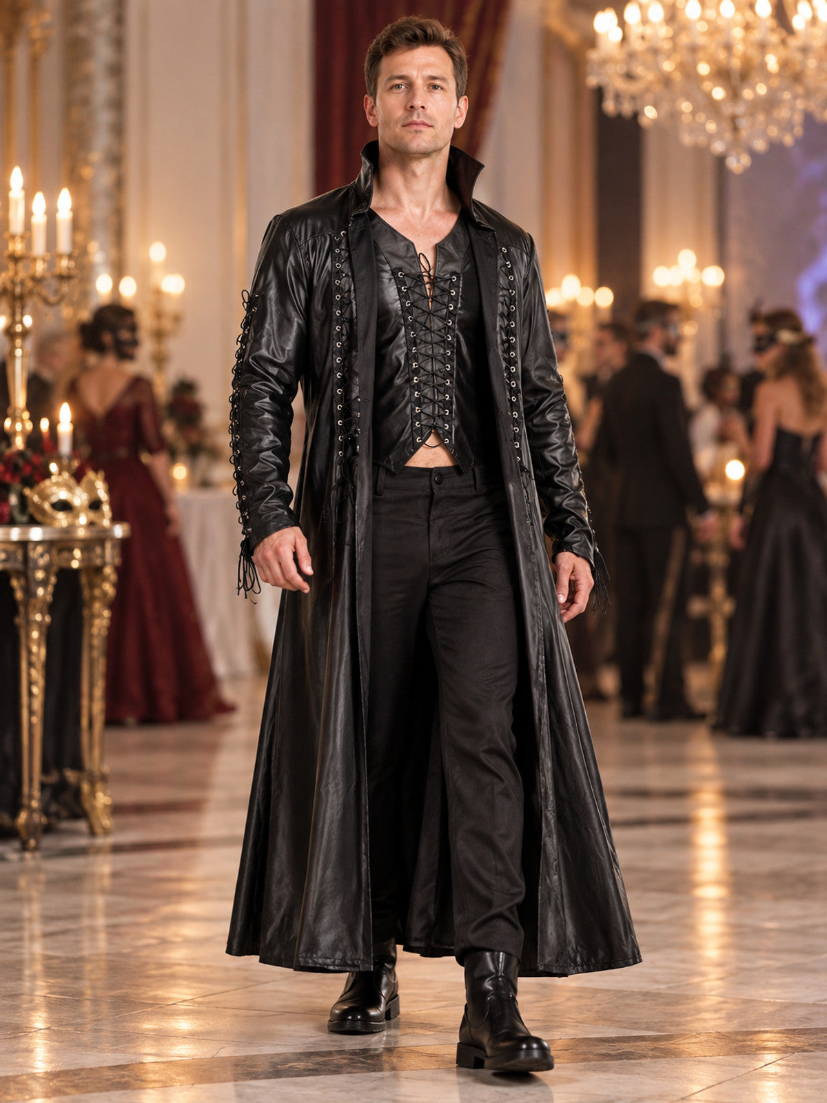 Black Vampire Costume: Coat, Vest, Pants