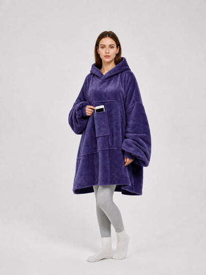 Flannel Blanket with Sleeves, Hood, and Large Pocket Wearable Blankets detail