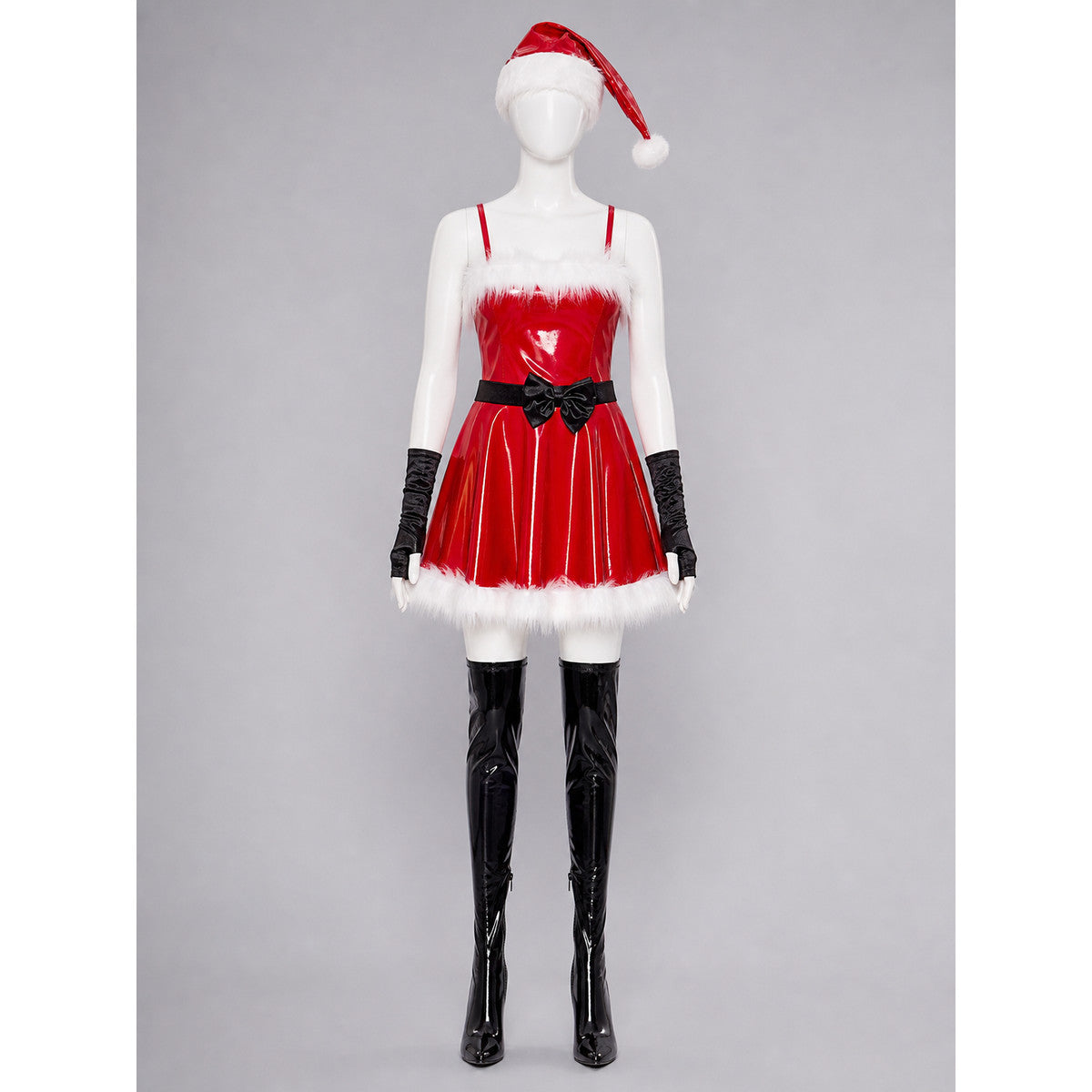 Red Christmas Costume with White Trim and Bow