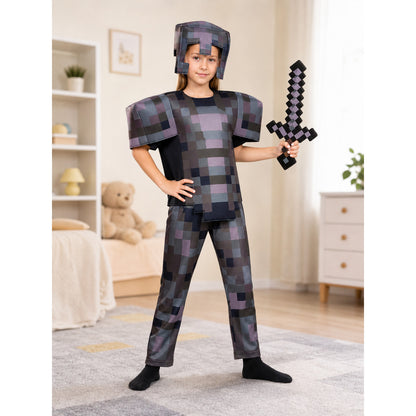 Pixel Cosplay Costume with Helmet and Sword lifestyle