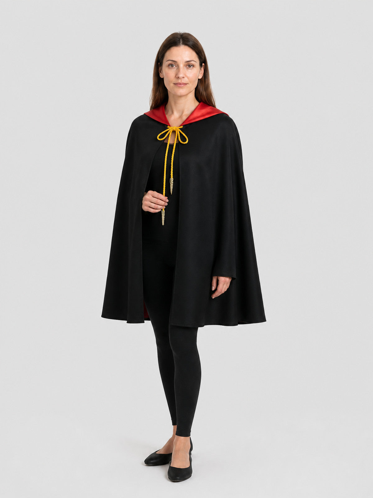 Wide Black and Red Hooded Cosplay Cape Costume Capes detail