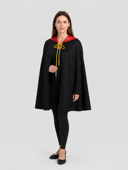 Wide Black and Red Hooded Cosplay Cape Costume Capes detail